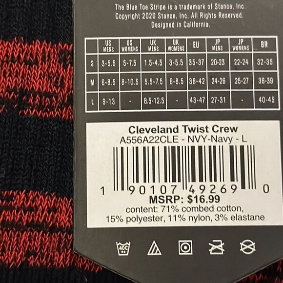 STANCE CASUAL MLB CREW HEIGHT SIZE LARGE CLEVELAND TWIST THE OFFICIAL SOCK NWT - Picture 6 of 6